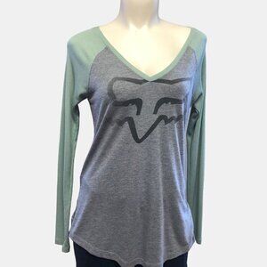 Fox Racing Long Sleeve Grey/Green Top NWOT Small
